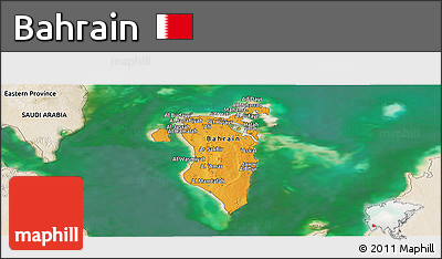 Political Panoramic Map of Bahrain, satellite outside