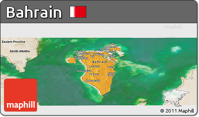 Political Panoramic Map of Bahrain, satellite outside
