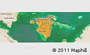 Political Panoramic Map of Bahrain, satellite outside