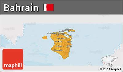 Political Panoramic Map of Bahrain, single color outside