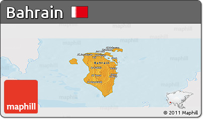 Political Panoramic Map of Bahrain, single color outside