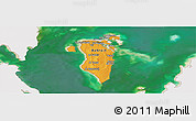 Political Panoramic Map of Bahrain, single color outside, satellite sea