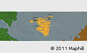 Political Shades Panoramic Map of Bahrain, darken