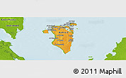 Political Shades Panoramic Map of Bahrain, physical outside