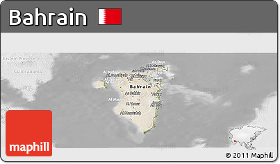 Satellite Panoramic Map of Bahrain, lighten, desaturated