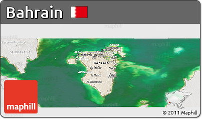 Satellite Panoramic Map of Bahrain, lighten, semi-desaturated, land only