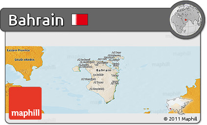 Satellite Panoramic Map of Bahrain, political outside