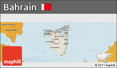 Satellite Panoramic Map of Bahrain, political outside