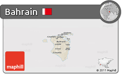 Shaded Relief Panoramic Map of Bahrain, cropped outside