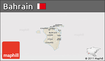 Shaded Relief Panoramic Map of Bahrain, cropped outside