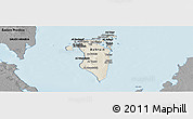 Shaded Relief Panoramic Map of Bahrain, darken, desaturated, land only