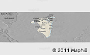 Shaded Relief Panoramic Map of Bahrain, darken, desaturated