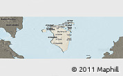 Shaded Relief Panoramic Map of Bahrain, darken, land only