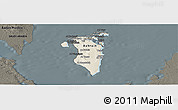 Shaded Relief Panoramic Map of Bahrain, darken