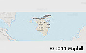 Shaded Relief Panoramic Map of Bahrain, lighten, semi-desaturated, land only