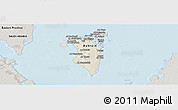 Shaded Relief Panoramic Map of Bahrain, semi-desaturated, land only