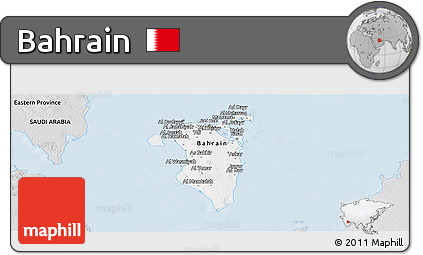 Silver Style Panoramic Map of Bahrain