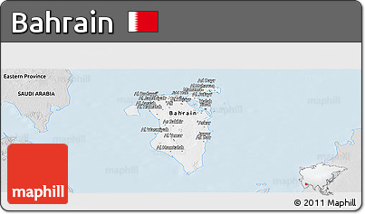 Silver Style Panoramic Map of Bahrain