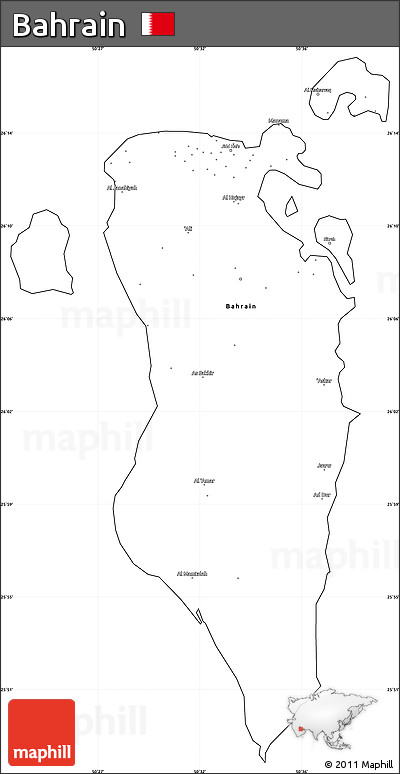 Blank Simple Map of Bahrain, cropped outside