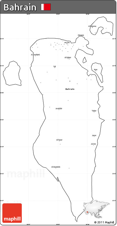Blank Simple Map of Bahrain, cropped outside