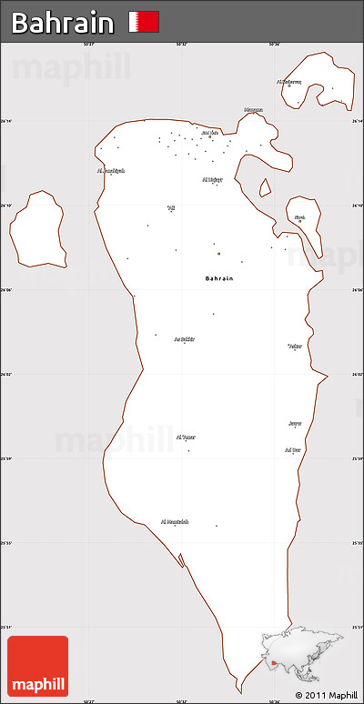 Classic Style Simple Map of Bahrain, cropped outside