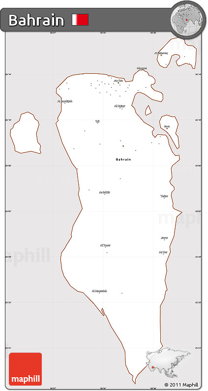 Classic Style Simple Map of Bahrain, cropped outside
