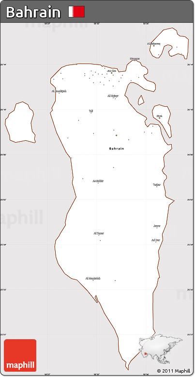 Classic Style Simple Map of Bahrain, cropped outside
