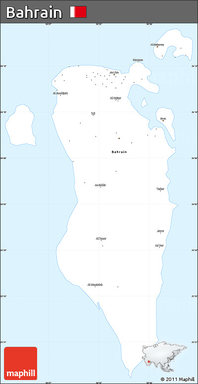 Classic Style Simple Map of Bahrain, single color outside
