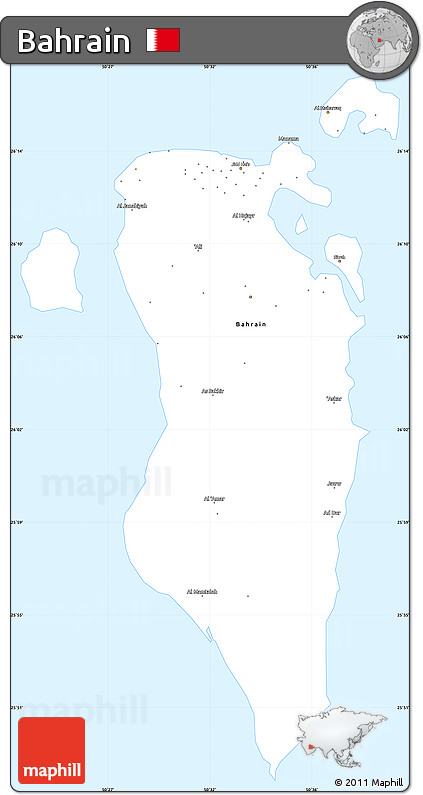 Classic Style Simple Map of Bahrain, single color outside