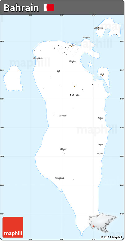 Classic Style Simple Map of Bahrain, single color outside