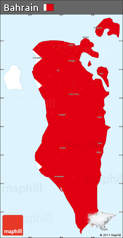 Flag Simple Map of Bahrain, single color outside
