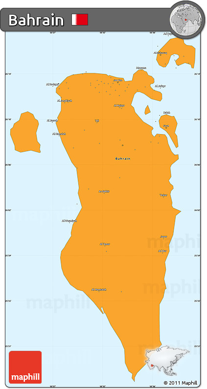Political Simple Map of Bahrain, single color outside, borders and labels