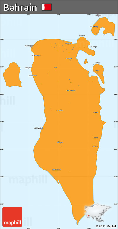Political Simple Map of Bahrain, single color outside, borders and labels