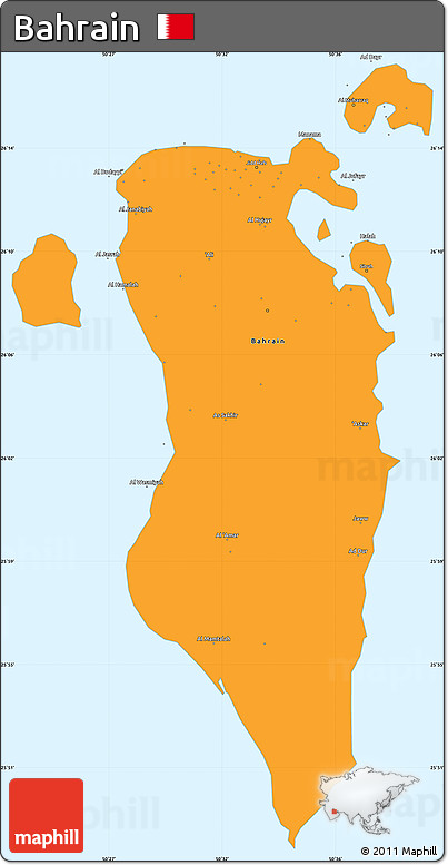 Political Simple Map of Bahrain, single color outside, borders and labels