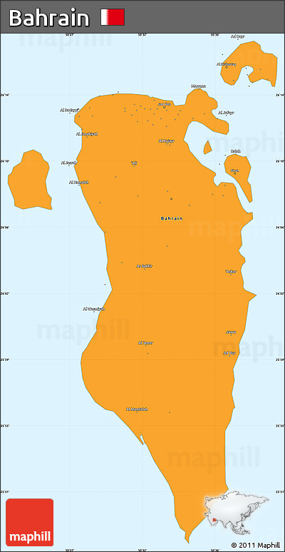 Political Shades Simple Map of Bahrain