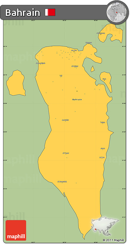 Savanna Style Simple Map of Bahrain, cropped outside