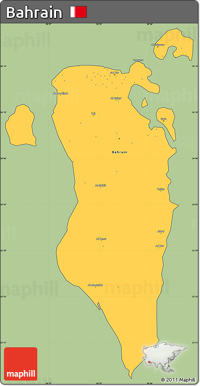 Savanna Style Simple Map of Bahrain, cropped outside