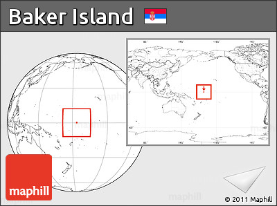 Blank Location Map of Baker Island, within the entire continent