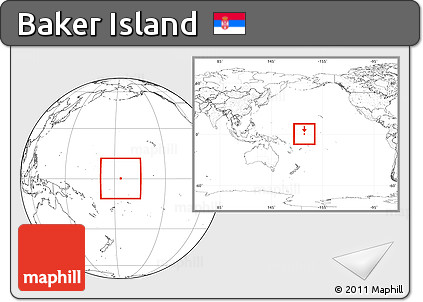 Blank Location Map of Baker Island, within the entire continent