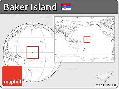 Blank Location Map of Baker Island, within the entire continent