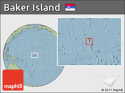 Blank Location Map of Baker Island, savanna style outside, hill shading outside