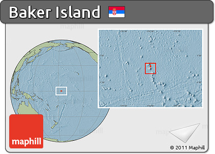 Blank Location Map of Baker Island, savanna style outside, hill shading outside