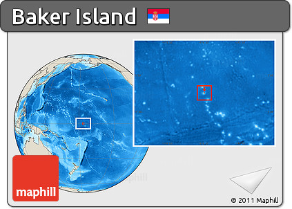Blank Location Map of Baker Island, shaded relief outside
