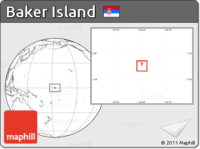 Physical Location Map of Baker Island, blank outside