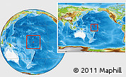 Physical Location Map of Baker Island, highlighted continent, within the entire continent