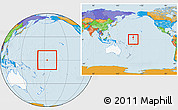 Political Location Map of Baker Island, highlighted continent, within the entire continent