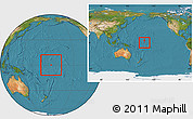 Satellite Location Map of Baker Island, within the entire continent