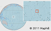 Satellite Location Map of Baker Island, gray outside, hill shading
