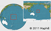 Satellite Location Map of Baker Island, highlighted continent, within the entire continent