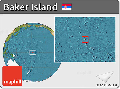 Satellite Location Map of Baker Island, highlighted continent